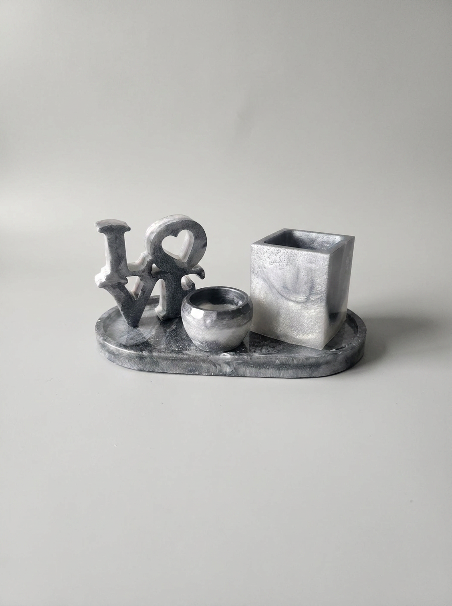 Velvet Alchemy Moonlit Smoke LOVE Resin Vanity Organizer Set