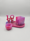 Velvet Alchemy Blush Amethyst LOVE Resin Vanity Organizer Set