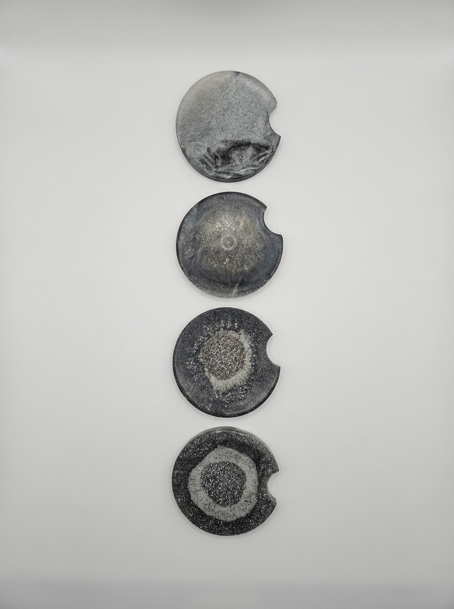 Velvet Alchemy Midnight Moonstone Resin Car Coasters