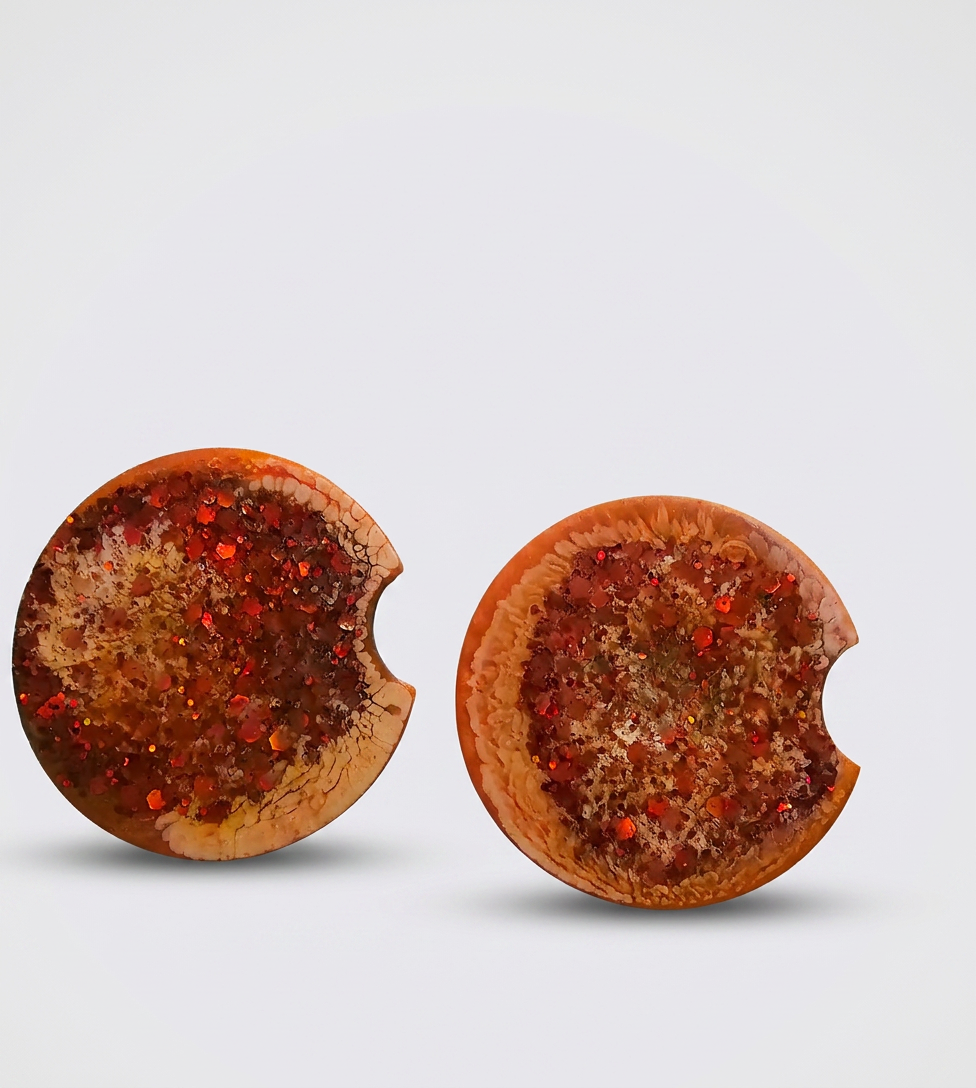 Velvet Alchemy Emberstorm Copper Resin Car Coasters – Set of 2
