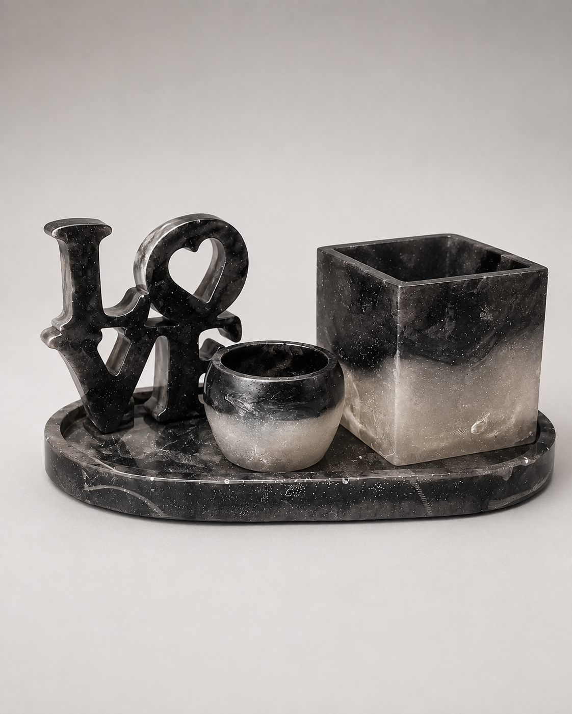 Velvet Alchemy Moonlit Smoke LOVE Resin Vanity Organizer Set