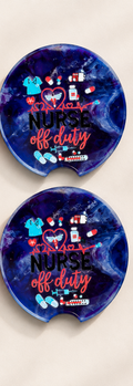 Nurse Off Duty Midnight Resin Car Coaster Set