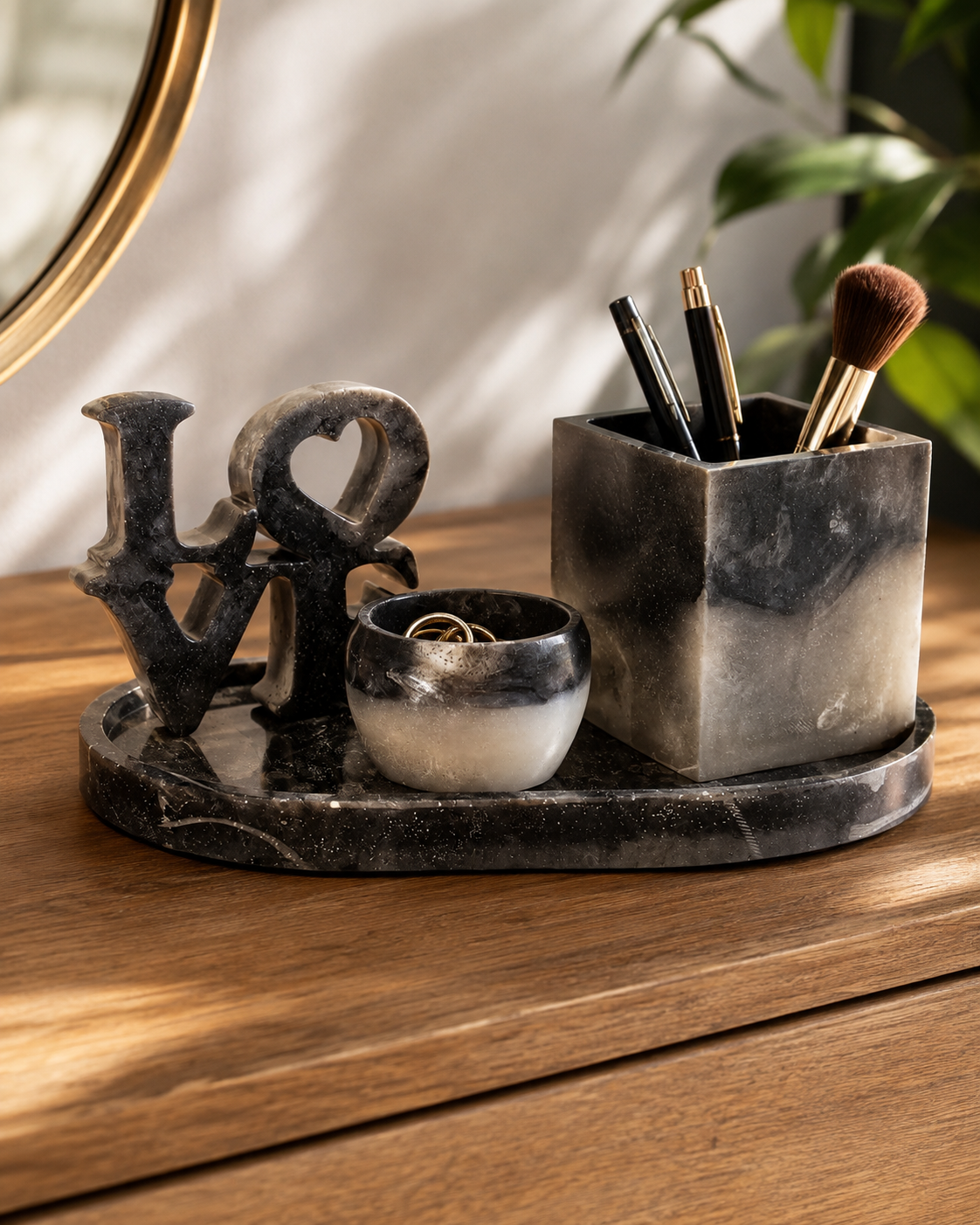 Velvet Alchemy Moonlit Smoke LOVE Resin Vanity Organizer Set
