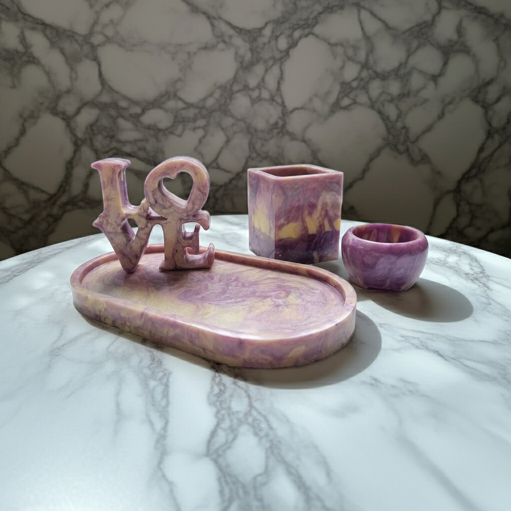 Velvet Alchemy Amethyst LOVE Vanity Tray Set