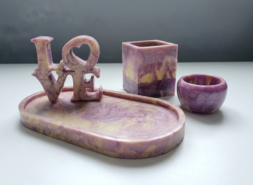 Amethyst LOVE Vanity Tray Set