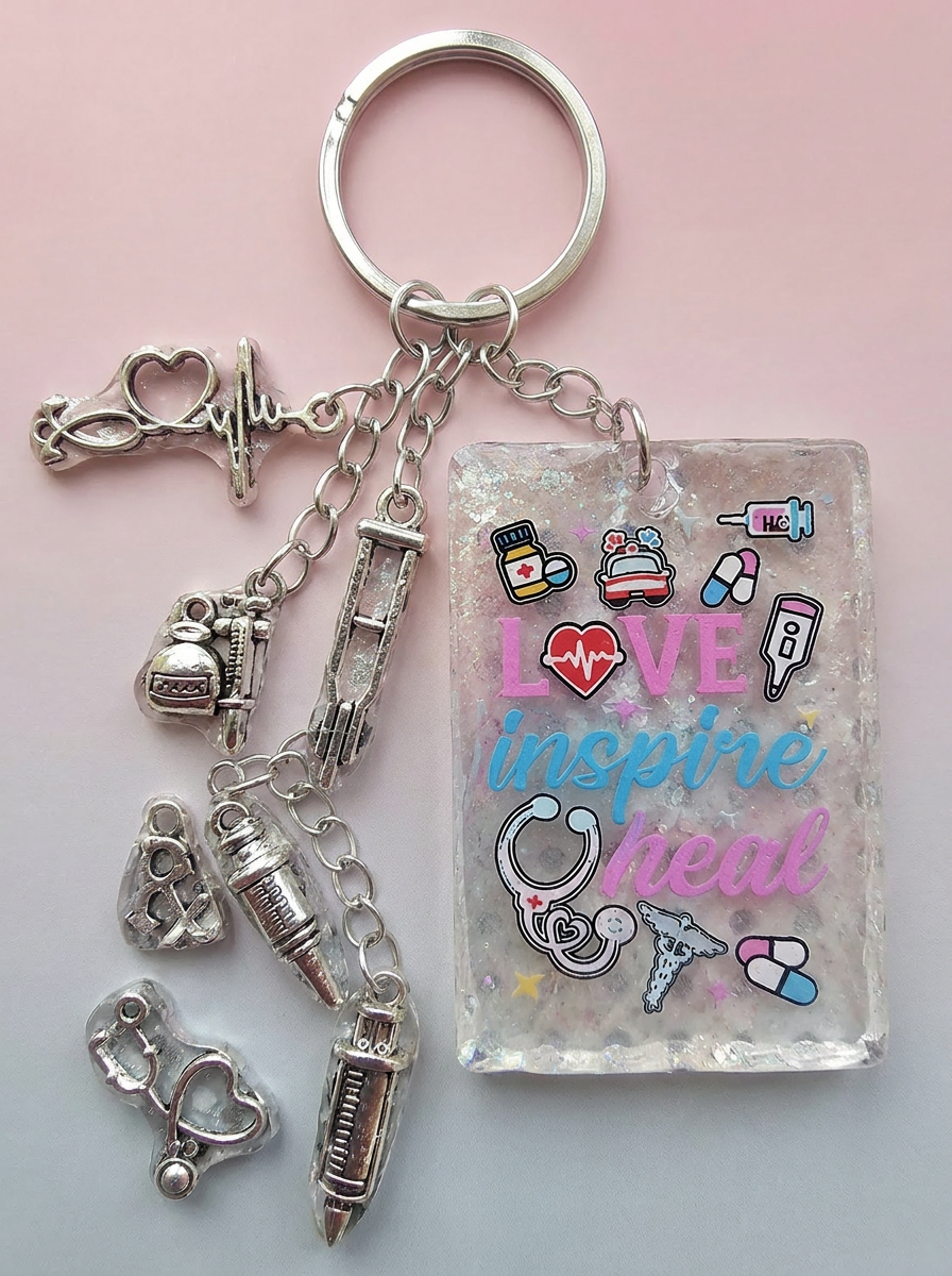Love Inspire Heal Medical Charm Keychain