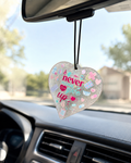 Never Give Up Nurse Heart Rearview Mirror Charm