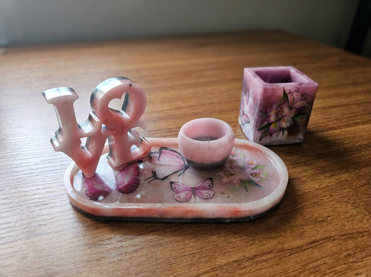 Velvet Alchemy Blush Flutter Vanity Tray For Jewelry Lovers
