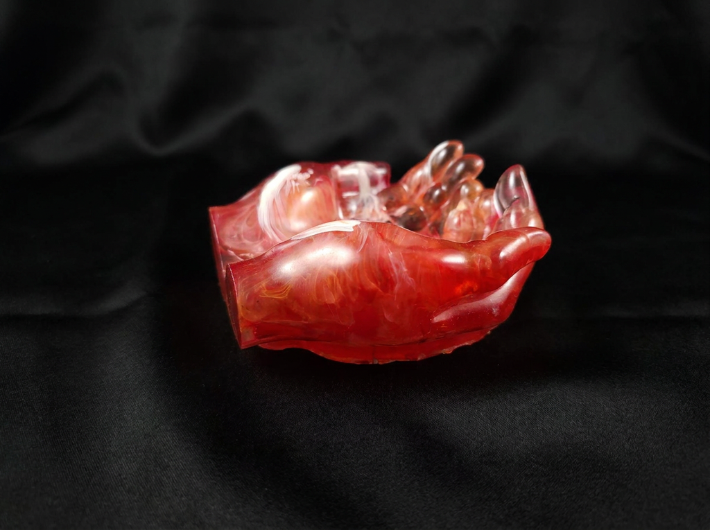 Velvet Alchemy Ember Embrace Resin Hands Sculpture