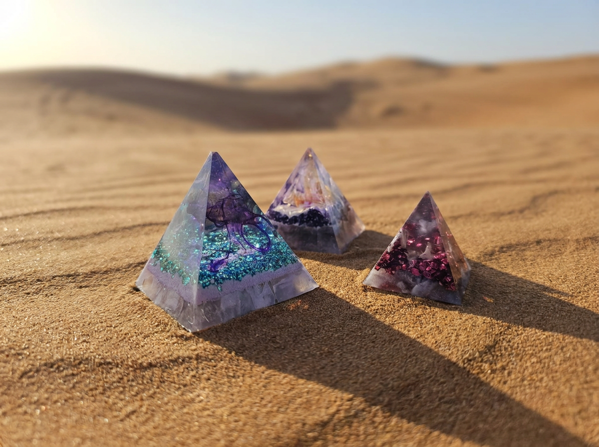 Desert Mirage Resin Pyramid Trio