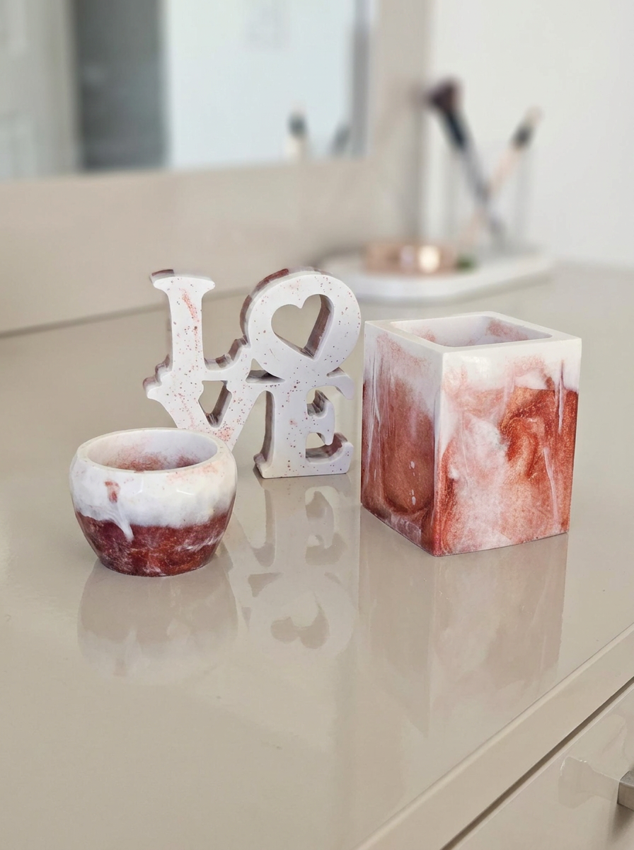 Velvet Alchemy Crimson Devotion Resin Vanity Set