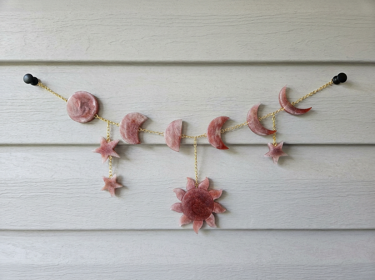 Blush Moon Phase Resin Wall Hanging