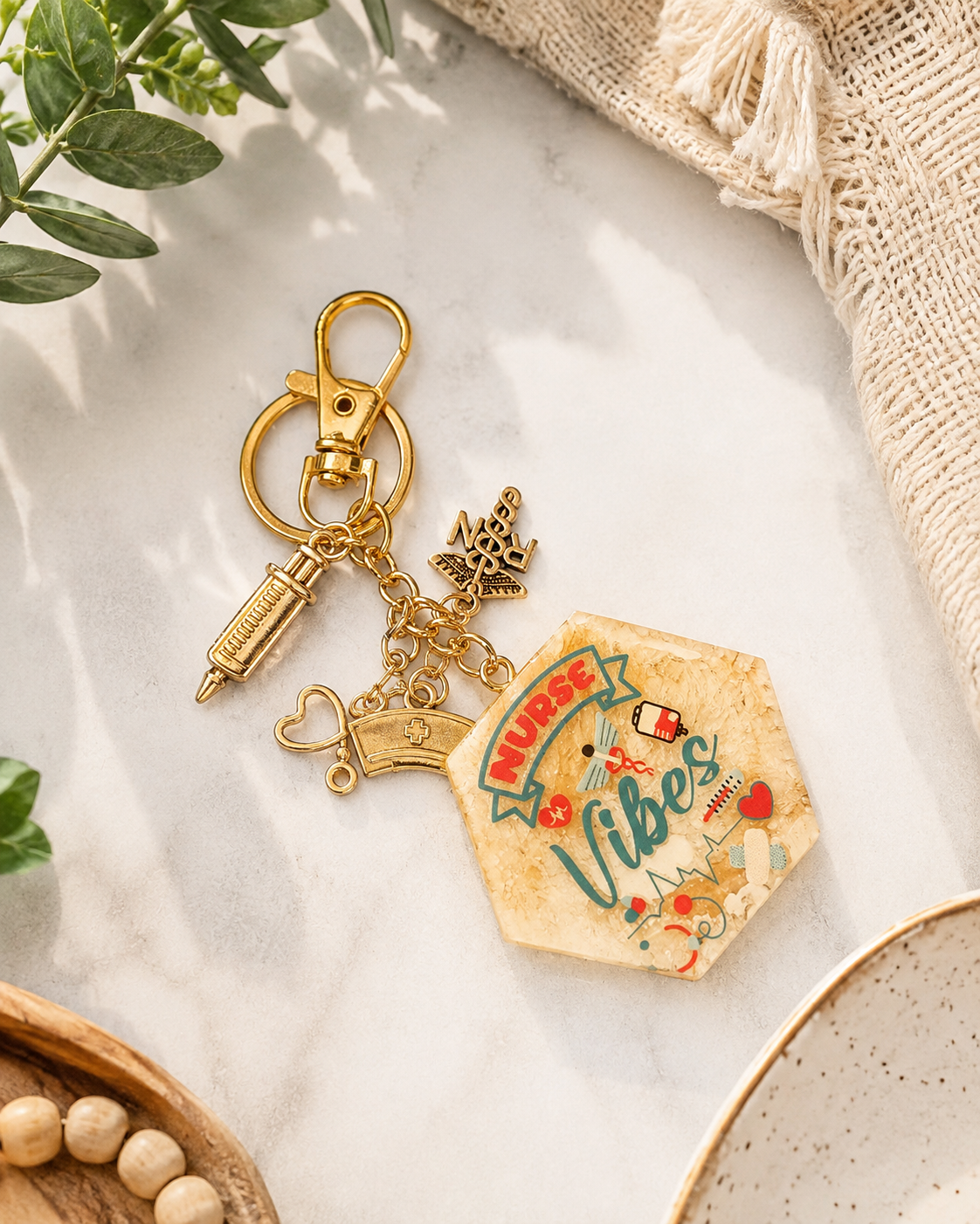 Nurse Vibes Resin Gift Set | Keychain, Badge Reel & Car Coasters