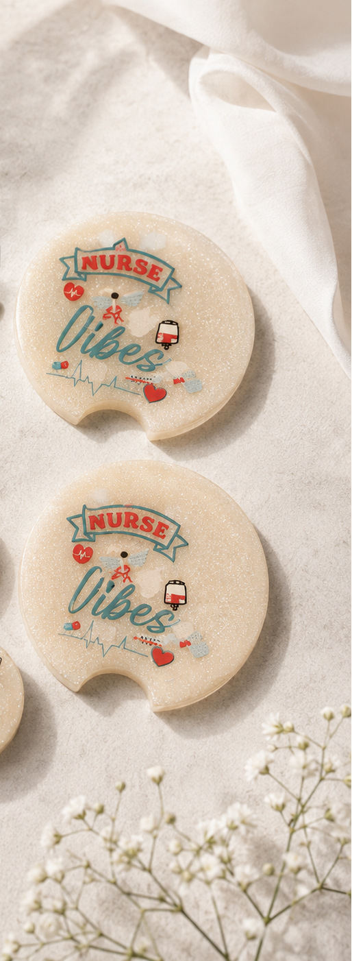 Nurse Vibes Resin Gift Set | Keychain, Badge Reel & Car Coasters